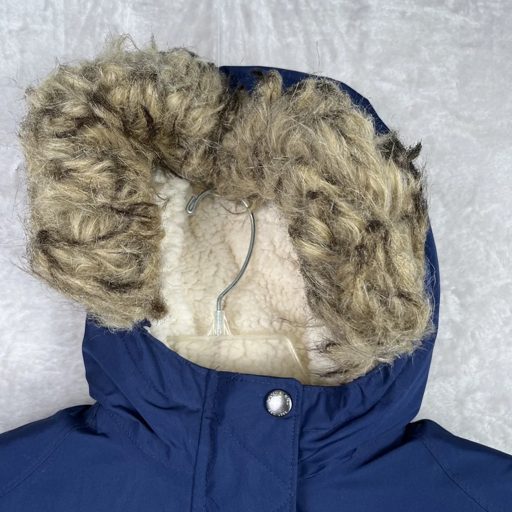 Lands End Girls Coat Small 7-8‎ Expedition Down Parka Hood Grow Along Sherpa
